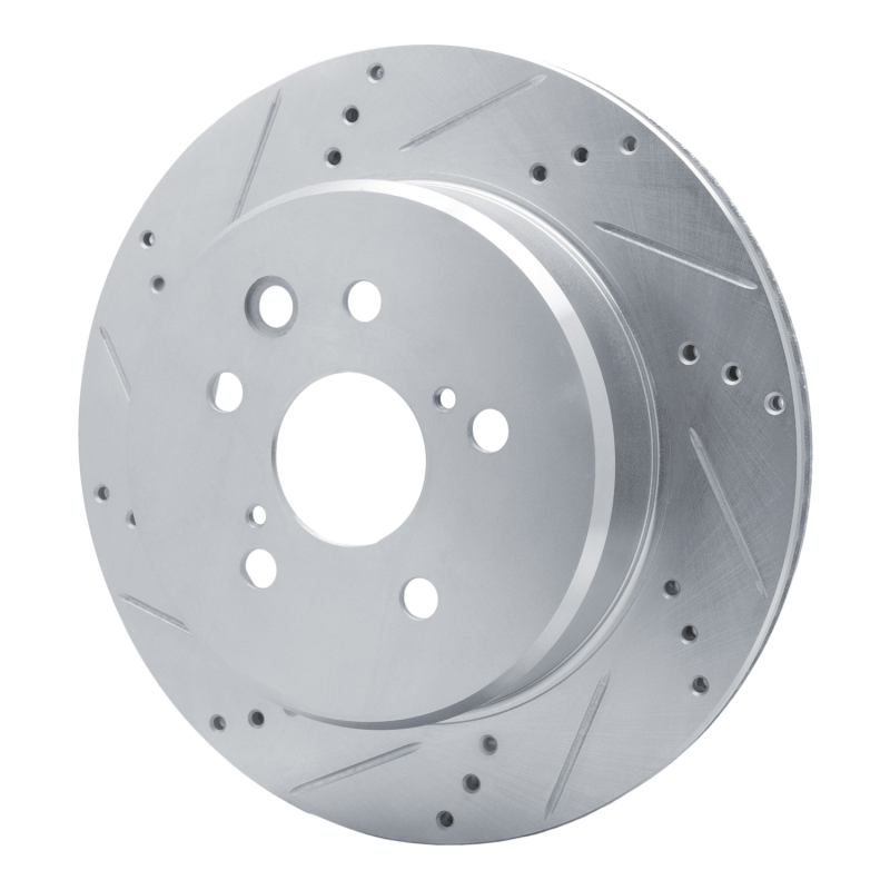 Lexus GS200T Brake Rotor (1) - Rear Left - R1 Concepts - Drilled & Slotted - Silver - `06-`20